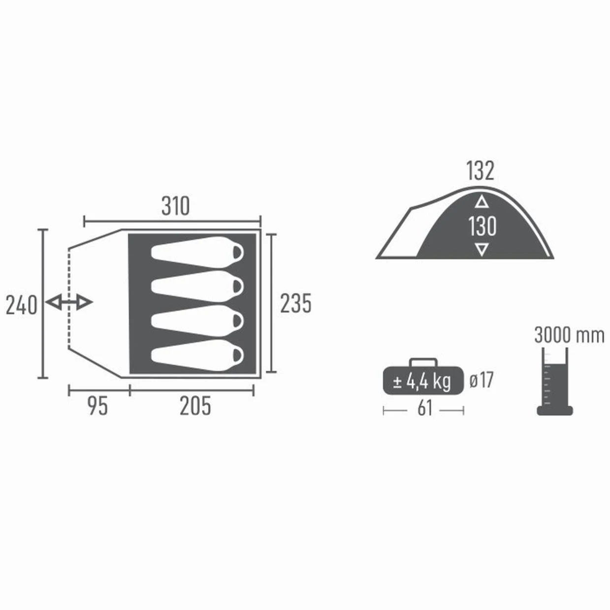 Xbase Outdoors ACAMP 3-4 Personenzelt 4 Xbase Outdoors ACAMP 3-4 Personenzelt – Bild 2